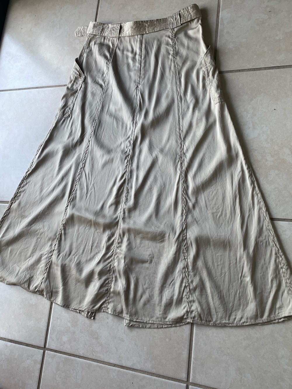 Vintage Fall Y2K Silk Utility Maxi Skirt - Picture 9 of 11